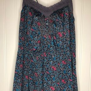 Floral silk dress with crossback straps